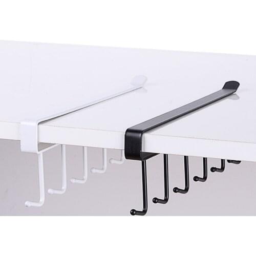 Iron Craft Single Tier Hanging Hooks Metal Cup Storage Rack Hanger Non Punching Kitchen Bath Towel Cup Cooking Storage Tool