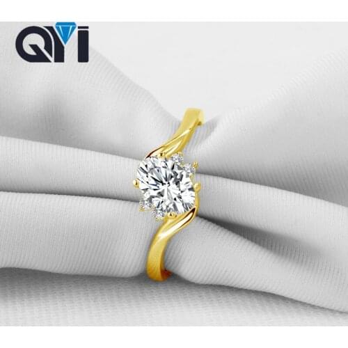 QYI 14k Solid Yellow Gold Women Wedding Ring Trendy Oval Cut Halo CZ Engagement Ring Elegant Bridal Jewelry Design