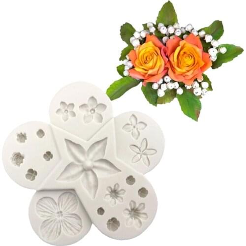 Wholesale 10 pcs/lot Flowers Leaves Silicone Fondant Cake Decorating Tools Sugarcraft Cookie Cupcake Chocolate Baking Molds