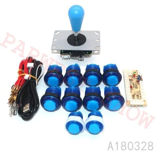 10PCS LED Buttons in buldinging Switches+Zero delay USB Control Board+4way/8way Arcade joysticks for DIY Arcade Kit Parts