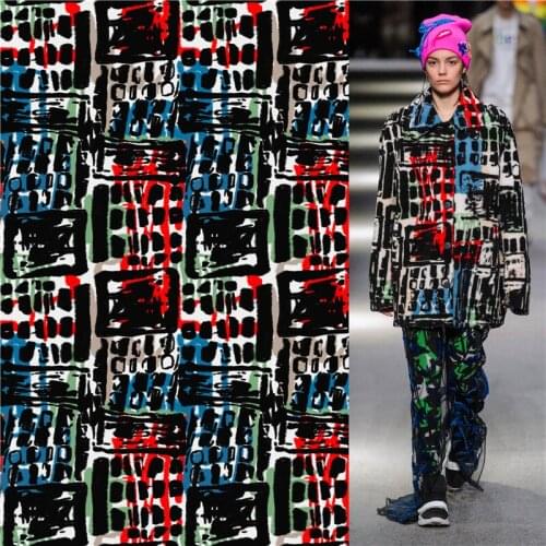 100% polyester stretch fabric dress high-end mesh printed fabric diy clothing shirt bedding patchwork 067