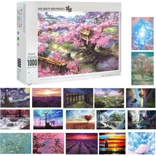 1000Pcs/Box Training Puzzle Mini Landscape Style Wooden Assembling Jigsaw Educational Toy for Adults Kid