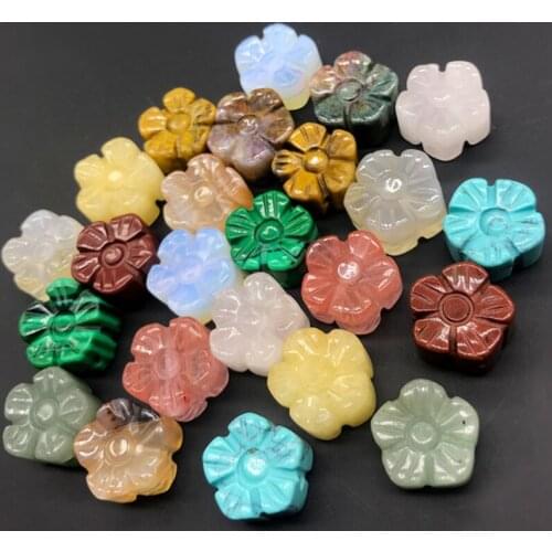 12mm 10pcs/lot Natural Stone Carving petals Flowers Beads Charms Pendant For DIY Fashion Jewelry Making Accessories