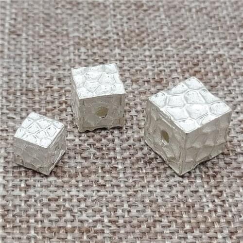 925 Sterling Silver Cube Beads Square Spacers 6mm 8mm 9.5mm for Bracelet Necklace