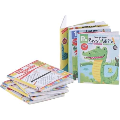 New Hot!4Pcs 1:12 Dollhouse Miniature Cartoon English Exercise Books Paper Notebook Doll House Decor