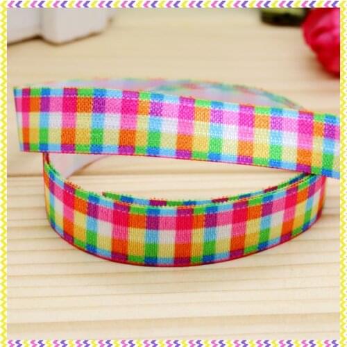 5/8'' Free shipping Fold Elastic FOE plaid printed headband headwear hairband diy decoration wholesale OEM P4350