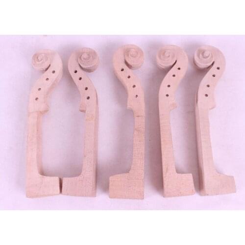 5pcs 4/4 violin neck violin headstock Hand carve violin parts Maple wood