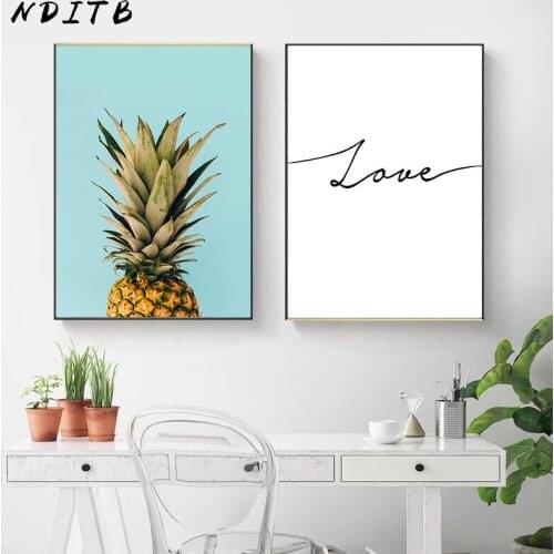 Pineapple Minimalist Canvas Painting Wall Art Poster Love Print Nordic Style Decorative Picture Modern Living Room Decoration