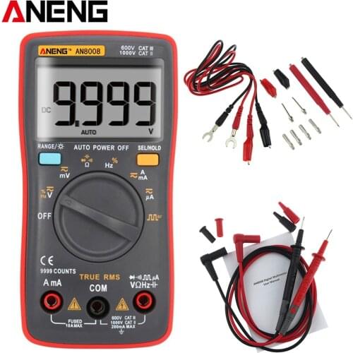ANENG AN8008 TransitorTester True RMS Digital Multimeter 9999 count Backlight Ammeter Voltage Ohm Current Square voltmeter Meter