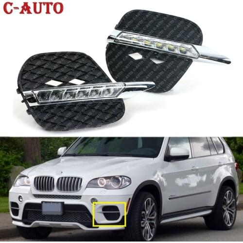 Car For BMW X5 E70 2011 2012 2013 Daylight DRL LED Daytime Running Light Fog Head Lamp Cover Driving Light Left Right White