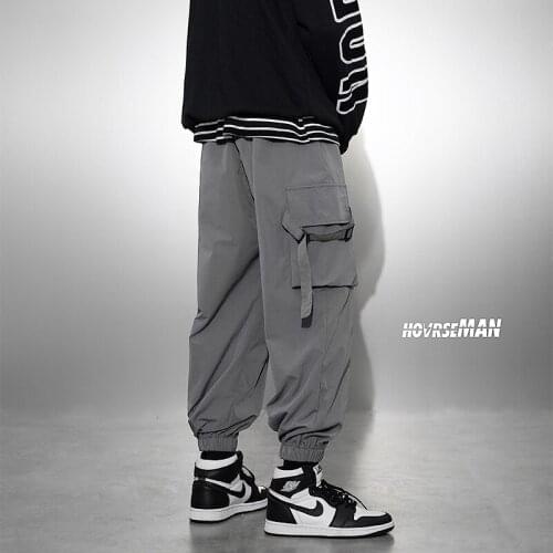 Hip Hop Streetwear Men Cargo Pants Black Gray Side Pocket Man Casual Trousers 2020 Hip Hop Male Loose Harem Pants 5XL