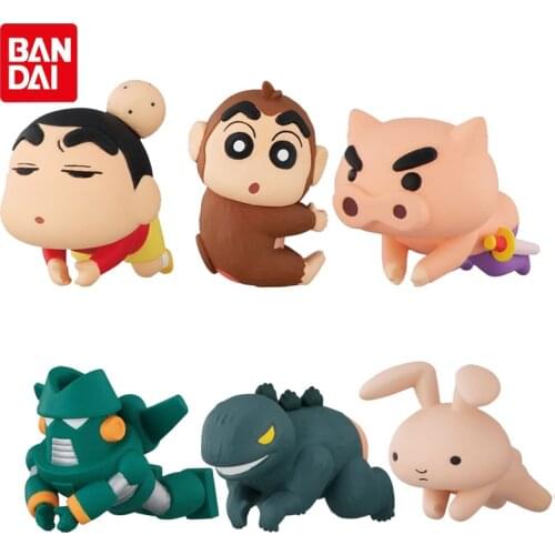 Bandai Genuine Gacha Crayon Shin-chan Anime Figures Hug Data Line Doll 3 Nohara Shinnosuke Sato Masao Action Figures Model Toys