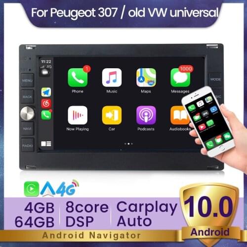 HD 1024*600 Android 10 Car Radio DSP For Peugeot 307 VW PASSAT B5 JETTA BORA GOLF 4 POLO MK5 GPS Navigation Multimedia Player