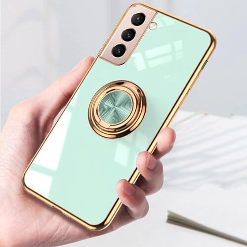 Ring Car Holder Silicone Case For Samsung Galaxy S20 FE Plus Ultra Back Cover For Samsung S21 Plus Ultra Plating TPU Phone Case