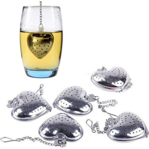 Heart Shaped Tea Infuser Spoon Strainer Stainless Steel Steeper Handle Shower Tea Accessories Kitchen Accessories