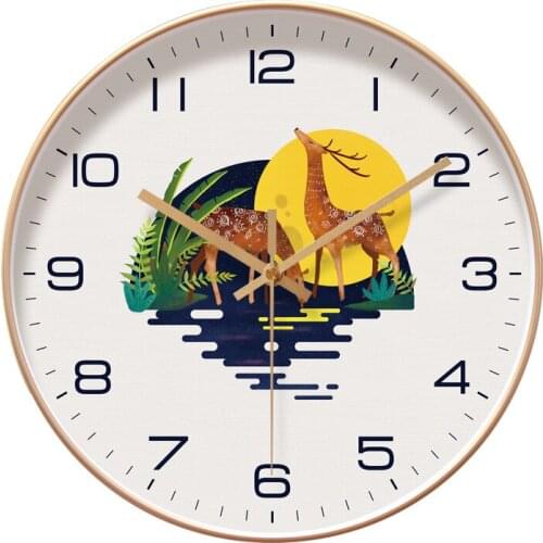 Round Creative Mute Modern Design Large Wall Clock Clocks for Home Kitchen Living Room Decor Battery Operated Silent