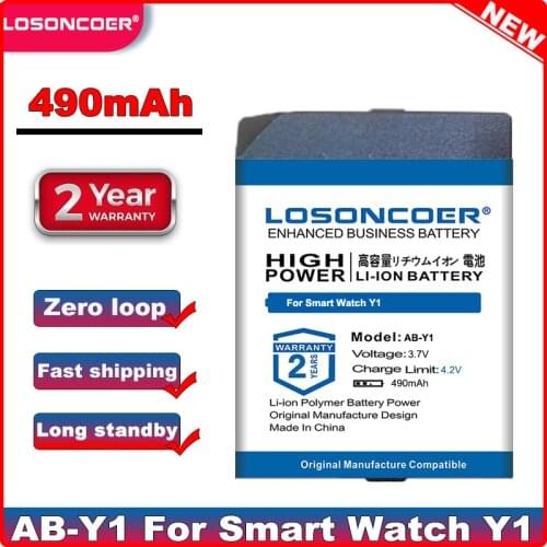 LOSONCOER 490mAh Top AB-Y1 Battery for Smart Watch Y1 Watch Bluetooth Watch Phone RXY-Y1 JHCY-T11 JHCY-V9 V9 696