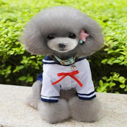 Dog Cute Spring Summer Pet Dog Puppy Clothes Bow-Knot Campus Uniform Skirt Dress Pets Clothing одежда для собак мелких