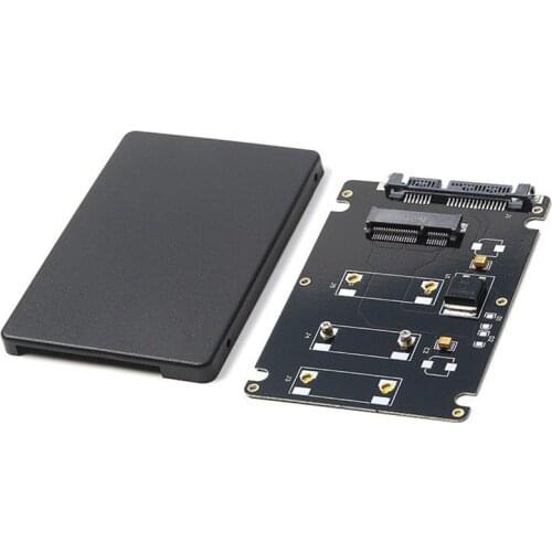 Mini Pcie mSATA SSD to 2.5 inch SATA3 Adapter Card with Case 7 mm Thickness black