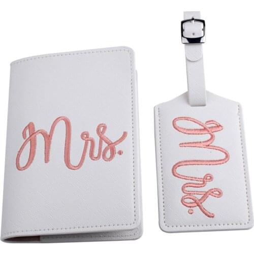 Embroidery Mr Mrs Lover Couple wedding Passport Cover Case set Letter Women Travel Credit card Holder Passport Cover CH17LT36