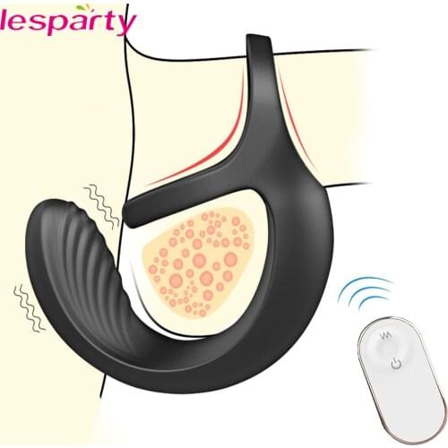 Vibrating Penis Massager Male Chastity Cock Ring Sex Toys for Men Wireless Remote Control Testicle Vibrator Mens Masturbator