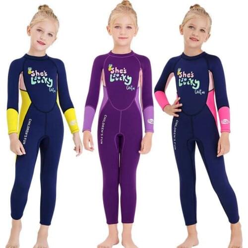 2021 New Kids 2mm Neoprene Swimsuit Baby Wetsuits Snorkeling Surfing Childrens Swimwear Long sleeve Elastic Diving Suits