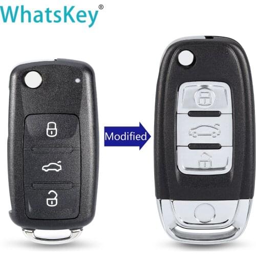 WhatsKey New Modified Flip Remote Shell Car Key Case For VW Volkswagen Polo Caddy Skoda Seat Golf Passat Beetle Jetta Tiguan