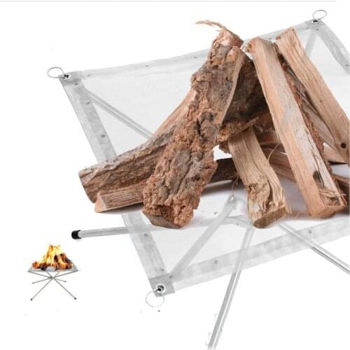 Outdoor Portable Fire Rack Folding Grill Stainless Steel Lighting Stove Ultra Light Mesh Heating Wood Stove Camping Point Stove