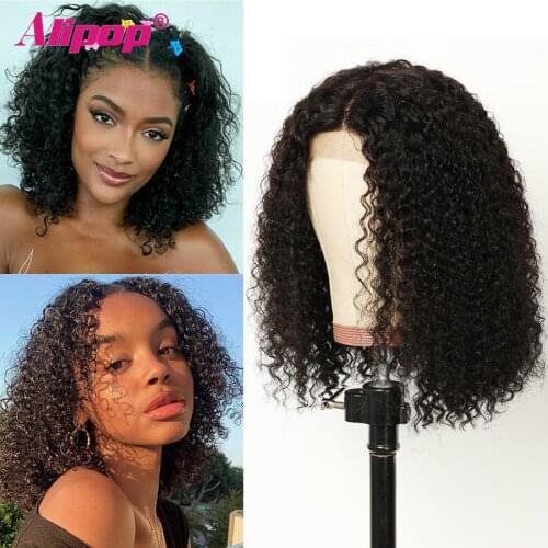 Curly Bob Wig Short T Part Wig Transparent Lace Front Human Hair Wigs For Women Perruque Cheveux Humain Wig Remy Brazilian Hair