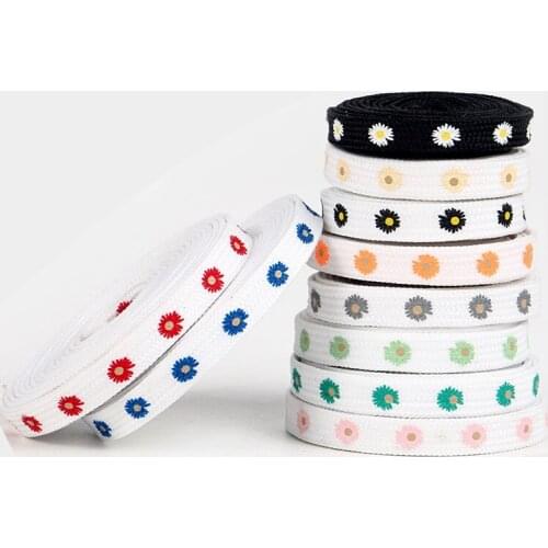 1 Pair Flat Shoe Laces Cotton Daisy flower Shoelaces Used for Young students Little white shoes Sneakers AF1 Shoelace 100CM