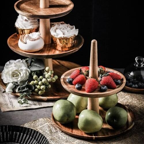 Dry Fruit Tray Multi-Layer Dessert Cake Stand Japanese Wooden Retro Candy Tray Home Living Room Decoration Plate