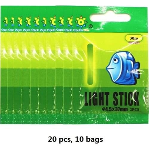 Newdonghui 20pcs (10bags) Float Glow Stick Night Fishing Green Fluorescent Light
