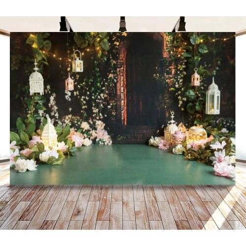 Green Plant Night Light Mysterious Atmosphere Backdrops Photo Background Decorations for Birthday Party Photography Photocall