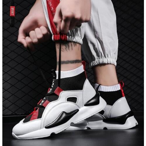 Plus Size Hightop Outdoor Sports Shoes Men Socks Sneakers Sport Shoes Sport Men Running Black Knitted Baskets Sneackers A-800