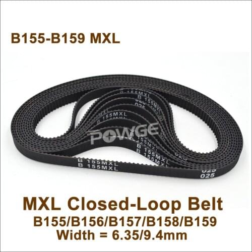 POWGE B155/B156/B157/B158/B159 MXL Timing Belt 155/156/157/158/159 Teeth W=6.35mm 9.4mm B155 MXL Closed-Loop Synchronous Belt