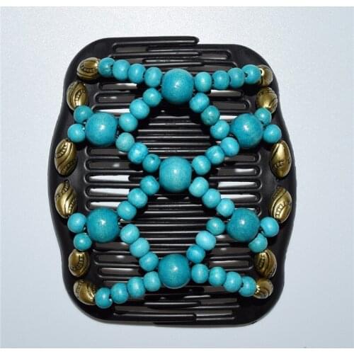 Blue wooden beads golden flower Magic new high quality Comb 20 pcs/lot professional work lady hair accessory hairpins