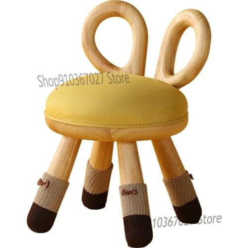 Home Backrest Bench Animal Children Chair Creative Cute Stool Simple Low Stool Kindergarten Baby Solid Wood Chair