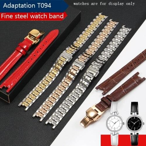 Replacement Tissot T094.210A Series Stainless Steel Strap 1853 Concave Interface Genuine Leather Strap Females Bracelet
