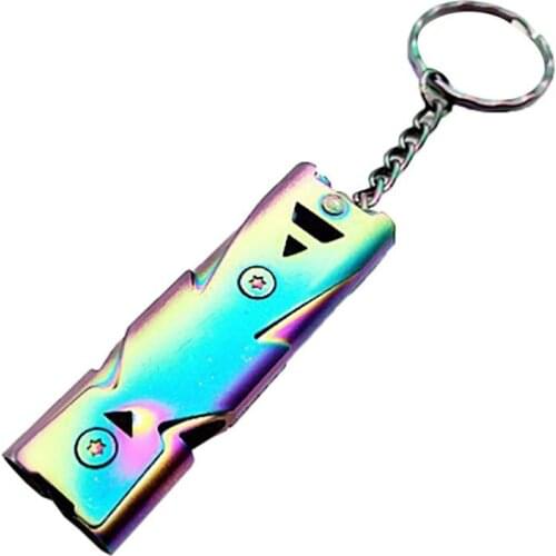 Stainless Steel High-frequency Emergency Survival Whistle Keychain 150 DB SOS Double Tube EDC Whistle For Camping Hiking Tools