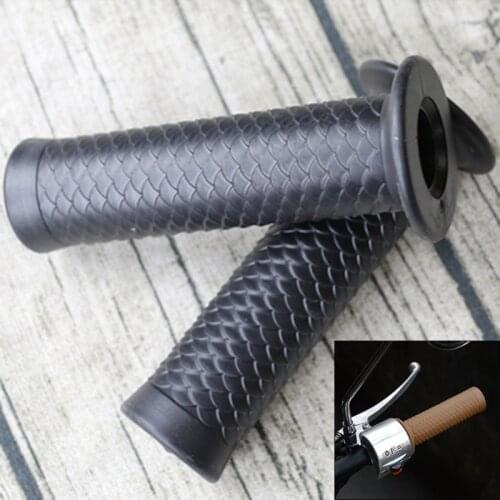 Universal Black Vintage Rubber Motorcycle Handle Grips Cafe Motorbike Handlebar Grips For Moto Scooter Accessories