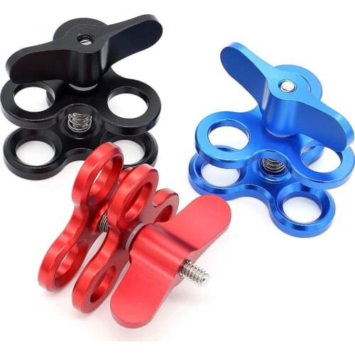 Three-Hole Butterfly Clamp Adjustable Underwater Photography Diving Butterfly Clip Aluminum Alloy Lights Arm Clamp Mount Dive