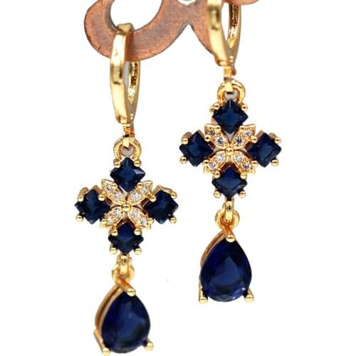 New Waterdrop Pendientes for Women Waterdrop Earrings with Navy Zircon Luxury Statement Jewelry for Wedding Engagement Gift