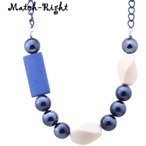 Womens Acrylic Beads Necklace for Women Beaded Necklaces & Pendants Wood Statement Necklace Jewelry for Gift to a Woman MX052