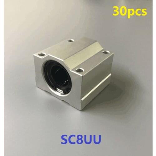30pcs/lot SC8UU SCS8UU 8mm linear case unit linear guide shaft linear blocks for cnc router for 3D printer parts