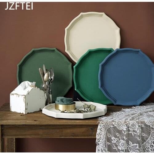 31cm Of Diameter Dry Wood Fruit Piping Tray Morandi Colour Handcrafted Dessert Cake Desk Decoration Makeup Trays Jewelry Dish