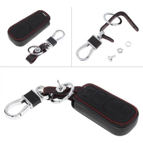 3D Leather 4 Buttons Car Key Cover Protector Holder with Hanging Buckle Fit for Infiniti / Nissan 2002-2011