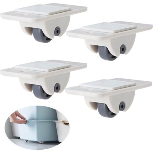 4pcs Storage Box Pulley Trash Can Self-adhesive Pulley Home No Noise No Scratches Box Wheels