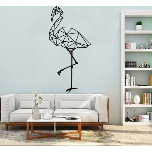 Animal Abstract Polygonal Wall Decals Red-crowned Crane Geometric Art Wall Stickers for Home Interior Decor Vinyl Murals B435