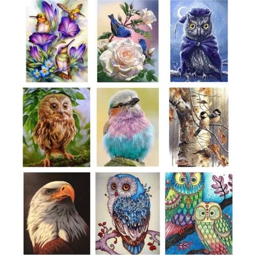 5D DIY Diamond Painting Animal Full Round Drill Mosaic Bird Owl Picture Embroidery Classic Home Decoration Art Painting Crafts