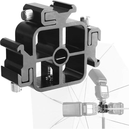 All-Metal Hot Shoe Bracket Triple Head Mount Adapter Camera Accessories 3In1 Hot Shoe Mount Adapter